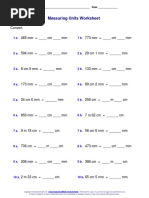 Measuring Units Worksheet: Name: - Date