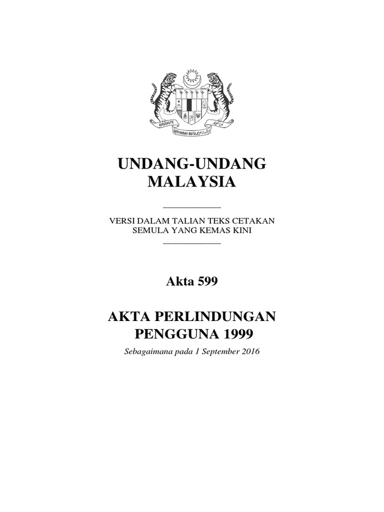 9 Bm Akta Perlindungan Pengguna 1999 Sehingga 1 9 2016 Pdf