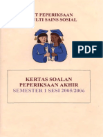Unit Peperiksaan Fakulti Sains Sosial - Kertas Soalan Peperiksaan Akhir Semester 1 Sesi 2005-2006 PDF