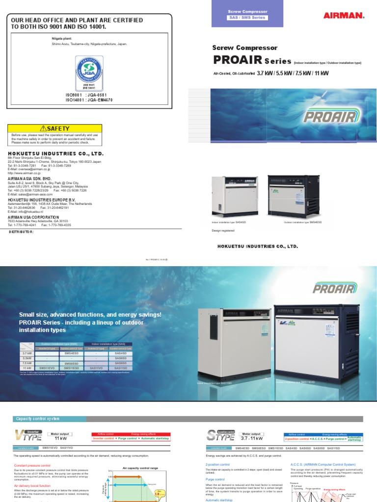 Airman Proair Series Compressors | PDF | Power Inverter | Clothes Dryer