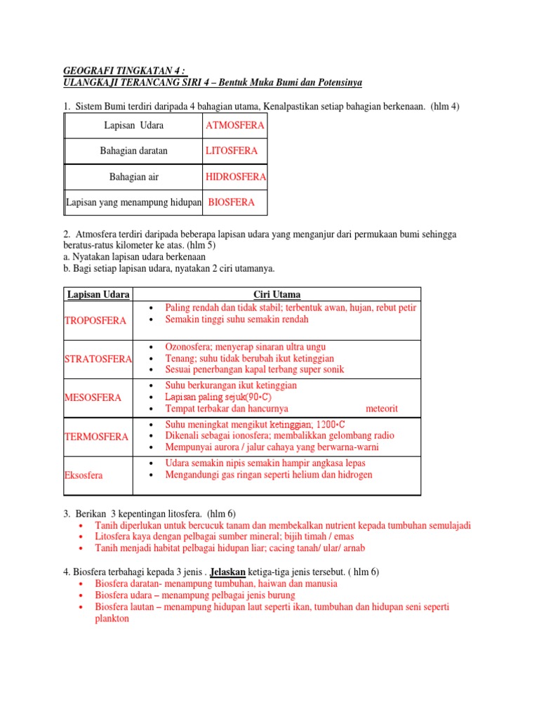 Geografi Tingkatan 4 Jawapan