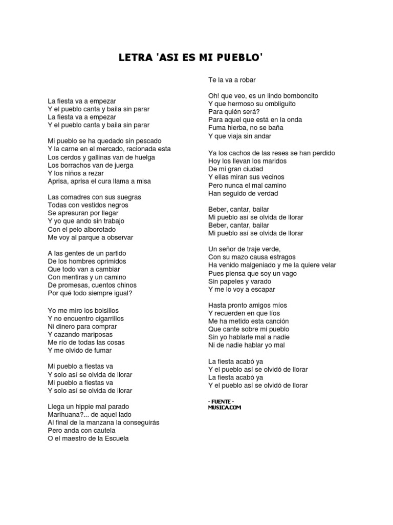Letra Asi Es Mi Pueblo Docx letra asi es mi pueblo docx