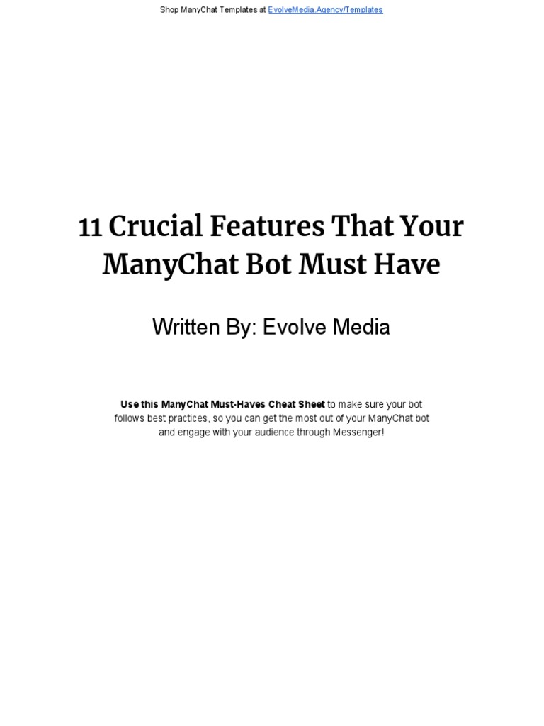 11 Crucial Features That Your ManyChat Bot Must Have Cheat Sheet PDF ...