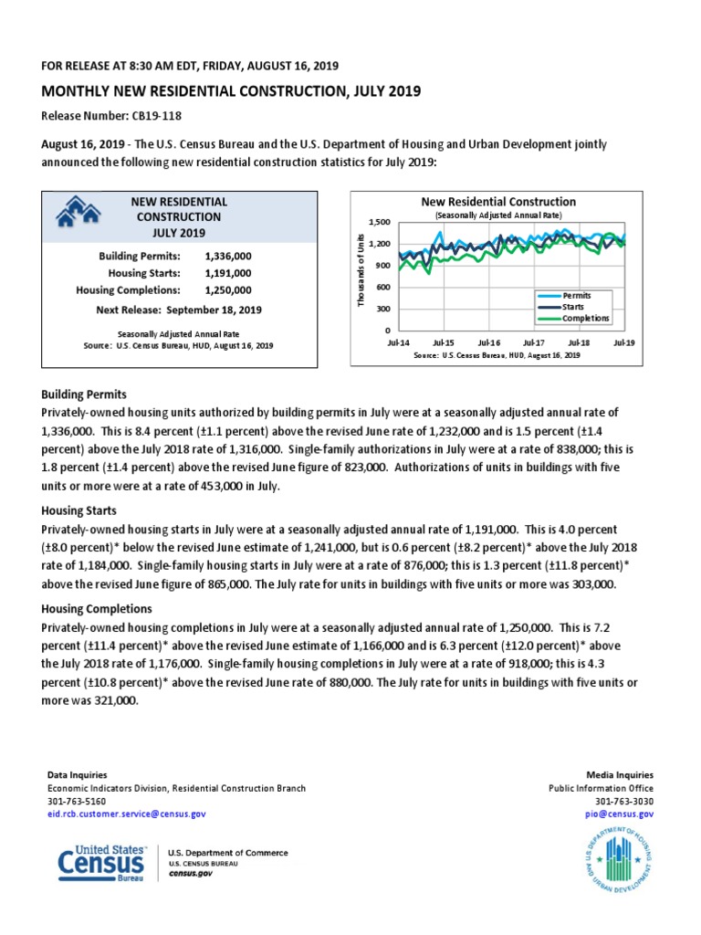 Monthly New Residential Construction, July 2019 | PDF | Mobile App ...