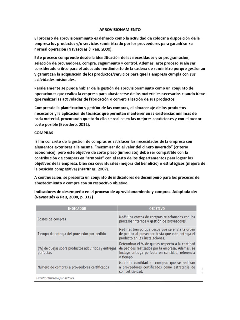 Proceso de Aprovisionamiento y Compras | PDF | Obtención | Logística