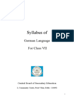 Syllabus Of: German Language For Class VII