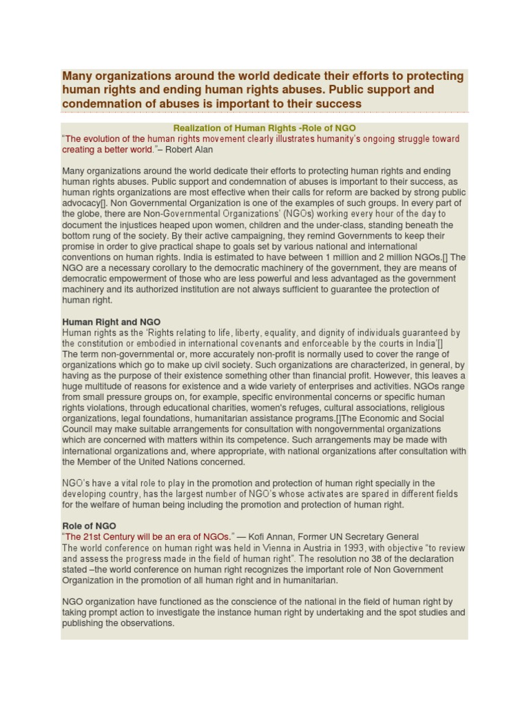 NGOS in Human Rights | PDF | Non Governmental Organization | Amnesty ...