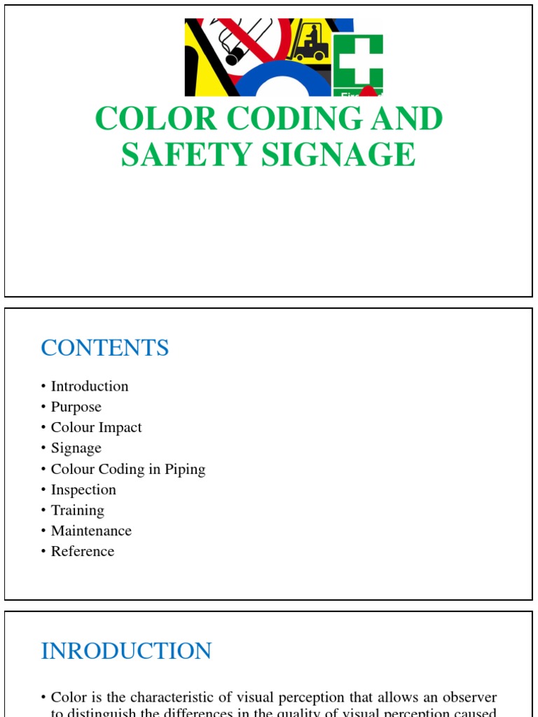 Safety Color Coding and Signage Guide | PDF | Hazards | Safety