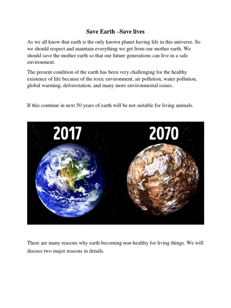 Save Earth: Key Environmental Issues | PDF | Earth | Atmosphere Of