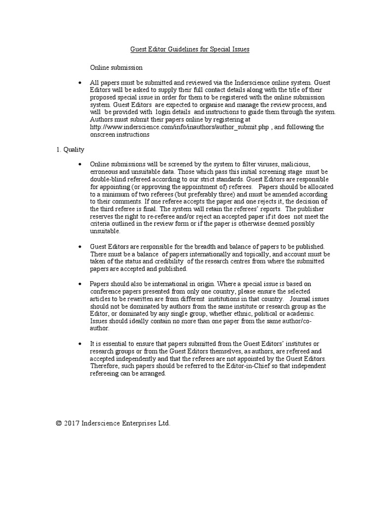 Guest Editor Pack PDF Academic Journal Editing