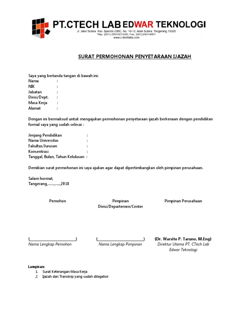 Form Pengajuan Penyetaraan Ijazah