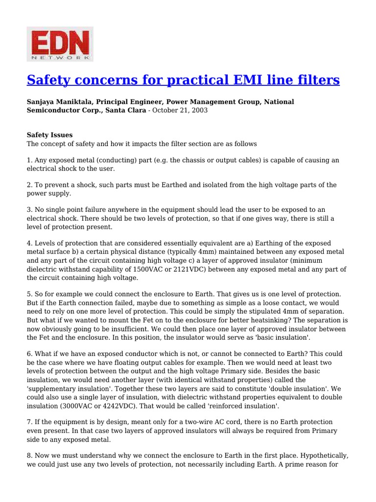 EMI Safety in Line Filter Inductors | PDF | Capacitor | Inductor