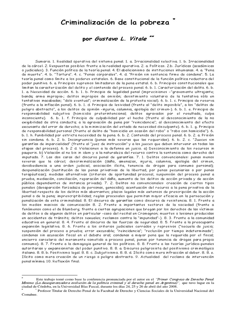 Criminalización de la pobreza en el sistema penal | PDF | Homicidio ...
