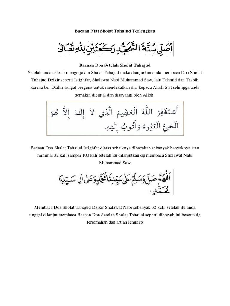 Bacaan Niat Sholat Tahajud Terlengkap