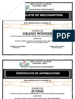 Grand Winner: Certificate of Recognition