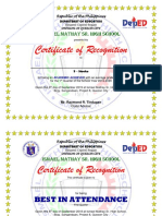Certificate of Recognition: Ismael Mathay Sr. High School