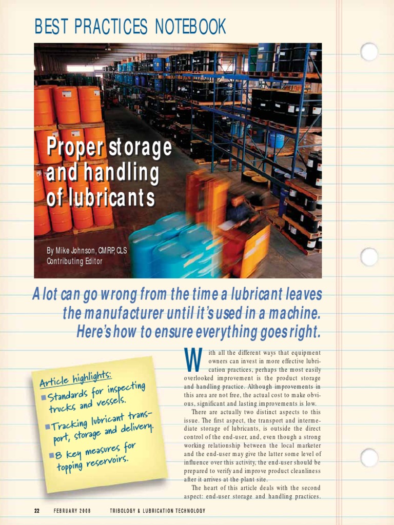 Lubricants Storage and Transportation PDF Lubricant Shelf Life