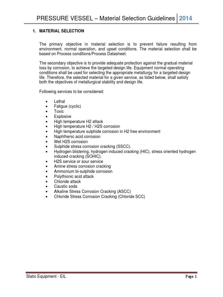 Pressure Vessel Material Selection Guide | PDF | Steel | Stainless Steel
