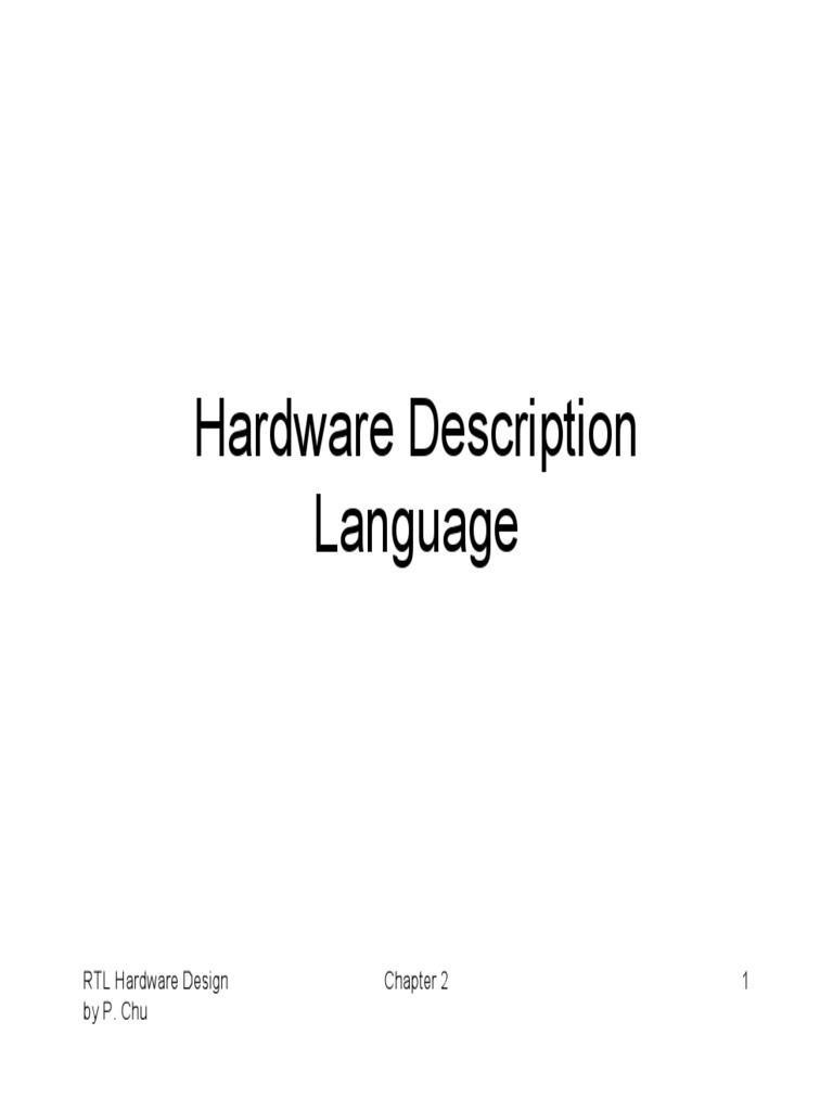 Hardware Description Language: RTL Hardware Design by P. Chu 1 | PDF ...