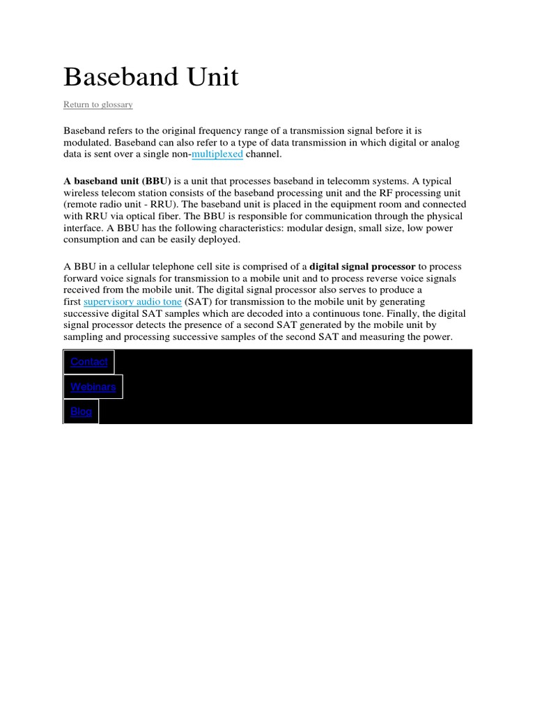 Understanding the Baseband Unit: Its Role, Functions, and
