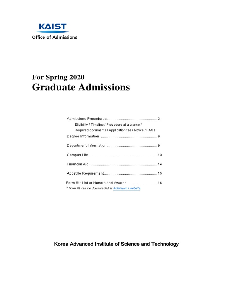 KAIST Graduate Admission GPA Criteria | PDF | University And College ...