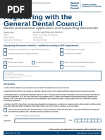 Registering With The General Dental Council: Dental Professional Application and Supporting Documents