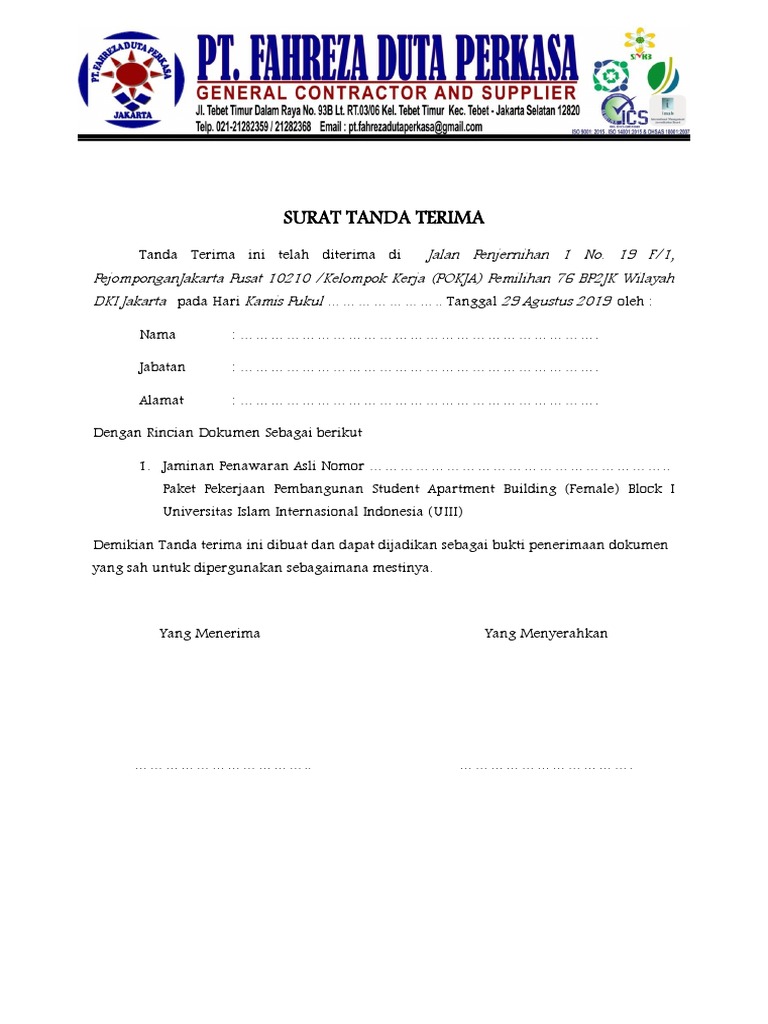 Surat Tanda Terima Pdf