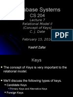 CS 204 Database Systems Lecture 7 Keys Concept Relational Model II Date