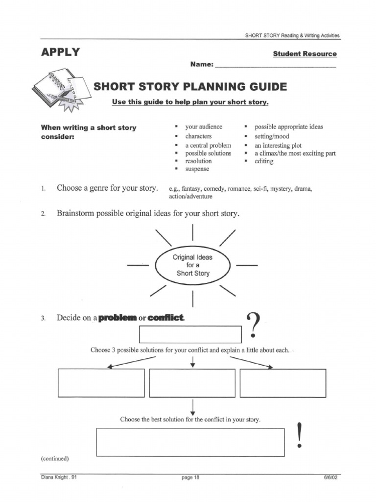 Writing A Short Story Sheet | PDF