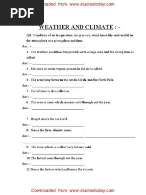 cbse class 5 social science weather and climate pdf climate atmosphere of earth