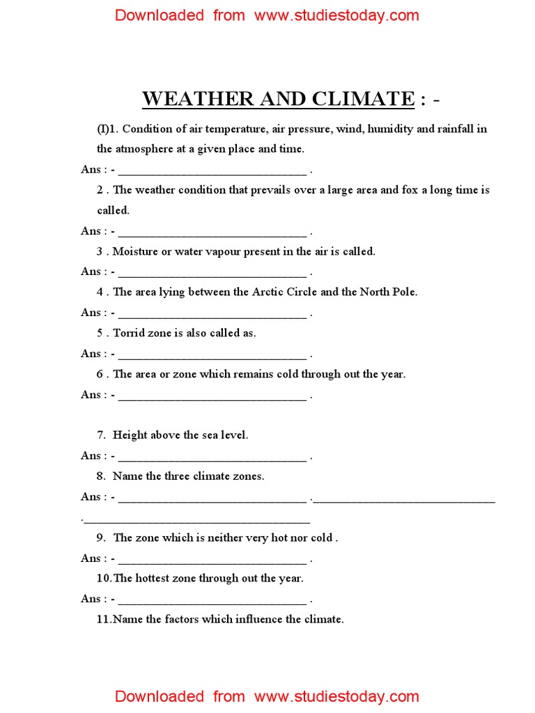 cbse class 5 social science weather and climate pdf climate atmosphere of earth