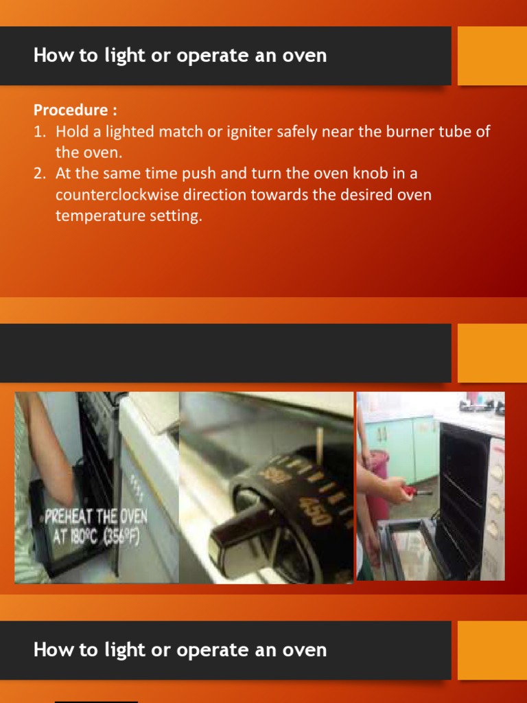 How To Light or Operate An Oven Procedure PDF Baking Oven