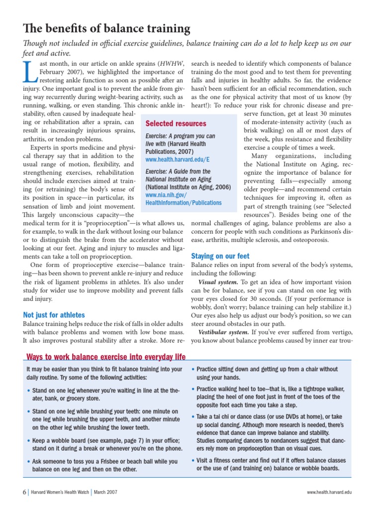 The Benefits of Balance Training | PDF | Balance (Ability) | Nervous System