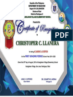 Ertificate of Recognition: Christoper C. Llanera