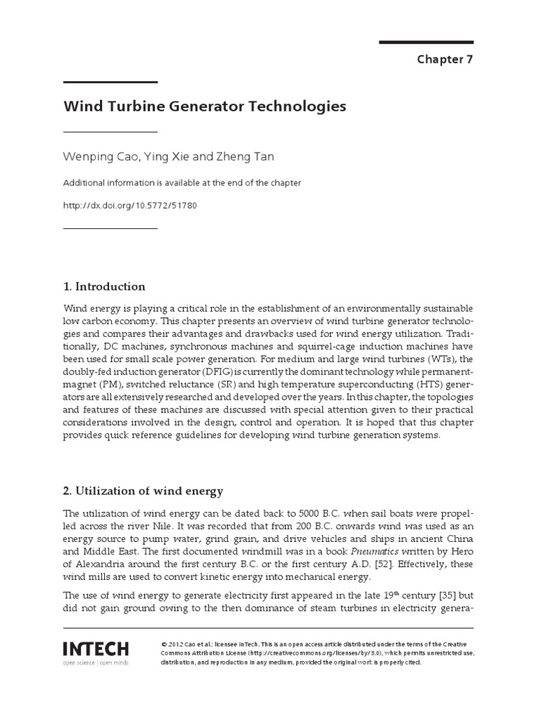 Wind Turbine Generator Technologies | PDF | Wind Power | Electric Generator