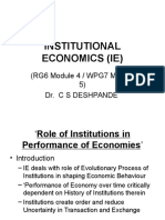 Institutional Economics (Ie) : (RG6 Module 4 / WPG7 Module 5) Dr. C S Deshpande