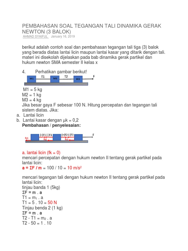 Pembahasan Soal Tegangan Tali Dinamika Gerak Newto1 Docx