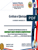 Certificate of Participation: District Meet Sports Competition