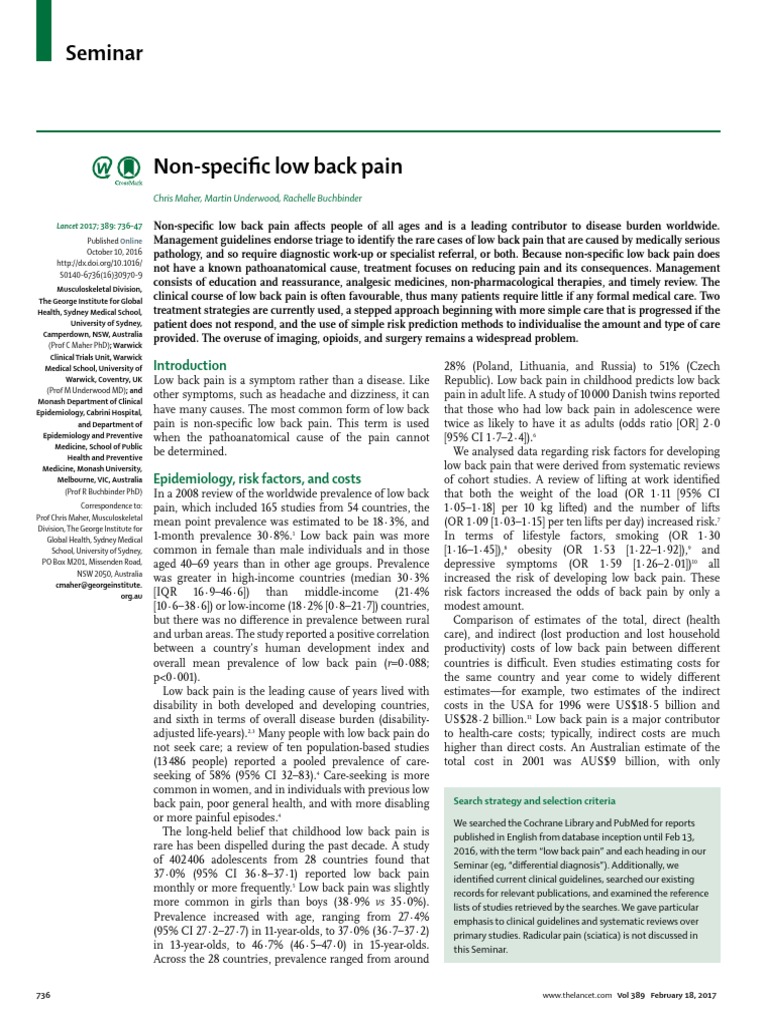Non-Specific Low Back Pain | PDF | Back Pain | Low Back Pain