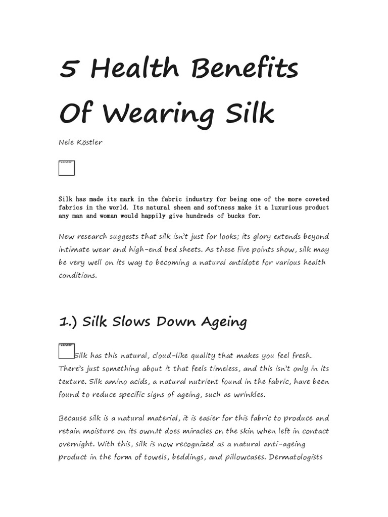 5 Health Benefits of Wearing Silk PDF Dermatitis Silk