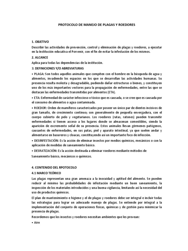 Protocolo de Control de Plagas y Roedores | PDF | Roedor | Pesticida