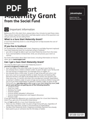 Sure Start Maternity Grant Sf100 | PDF | Mother | Stepfamily