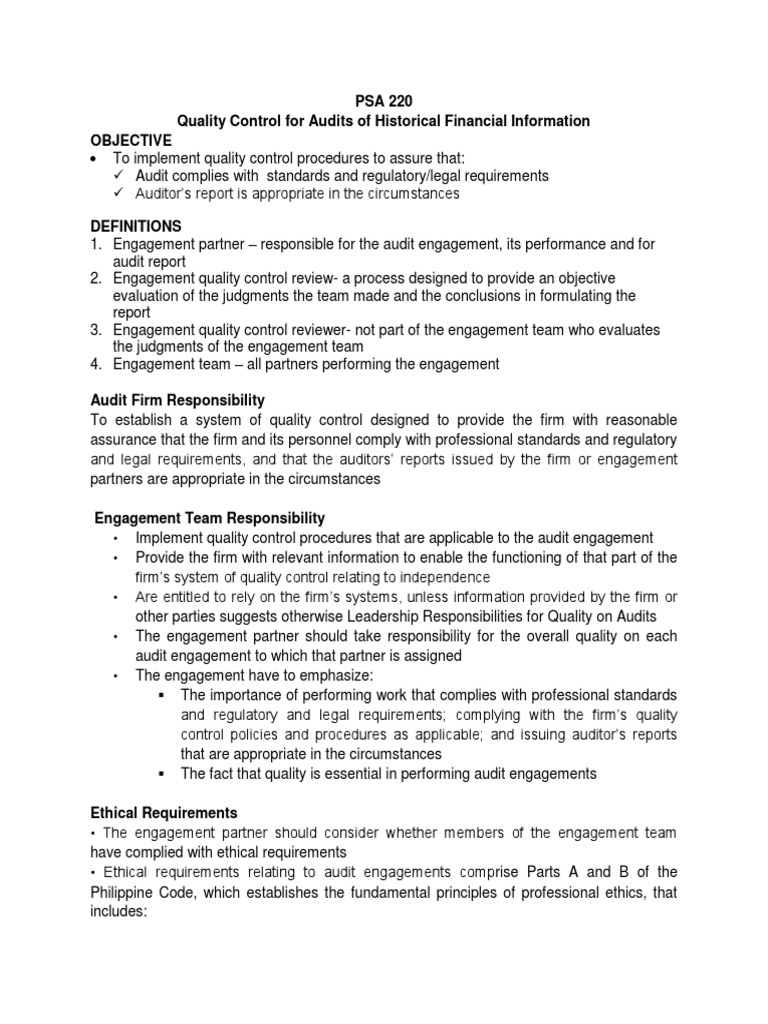 Audit Quality Control Standards Guide | PDF | Auditor's Report | Audit