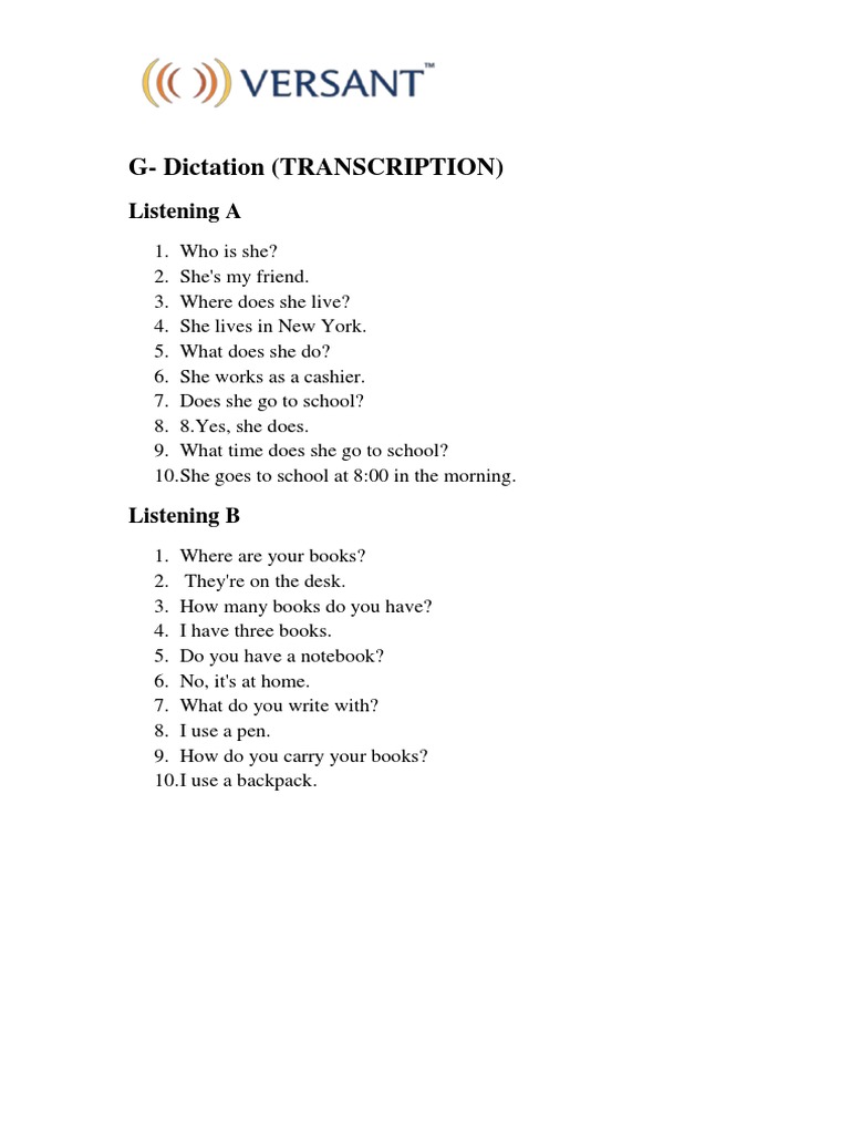 Listen and Dictate | PDF