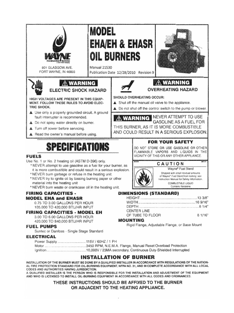Wayne Burner Installation Manual | PDF | Energy Technology | Mechanical ...