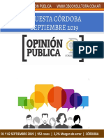 ENCUESTA CB CONSULTORA - CÓRDOBA - 01 y 02 Septiembre de 2019 - 952 Casos - 3,2% M. de Error - Elecciones Generales 2019