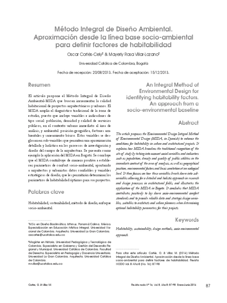Método MIDA para Habitabilidad Sostenible | PDF | Residuos | Agua