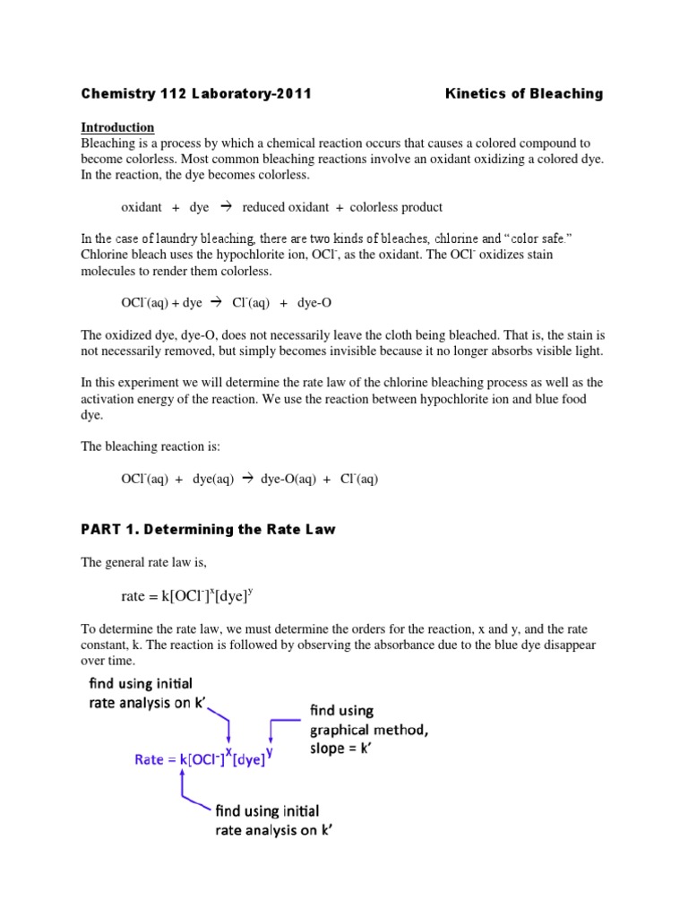Chemistry 112 Dye Laboratory 2011 PDF Bleach Chlorine