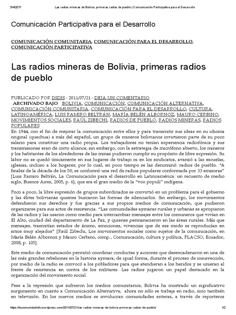 Las Radios Mineras de Bolivia, Primeras Radios de Pueblo Comunicación