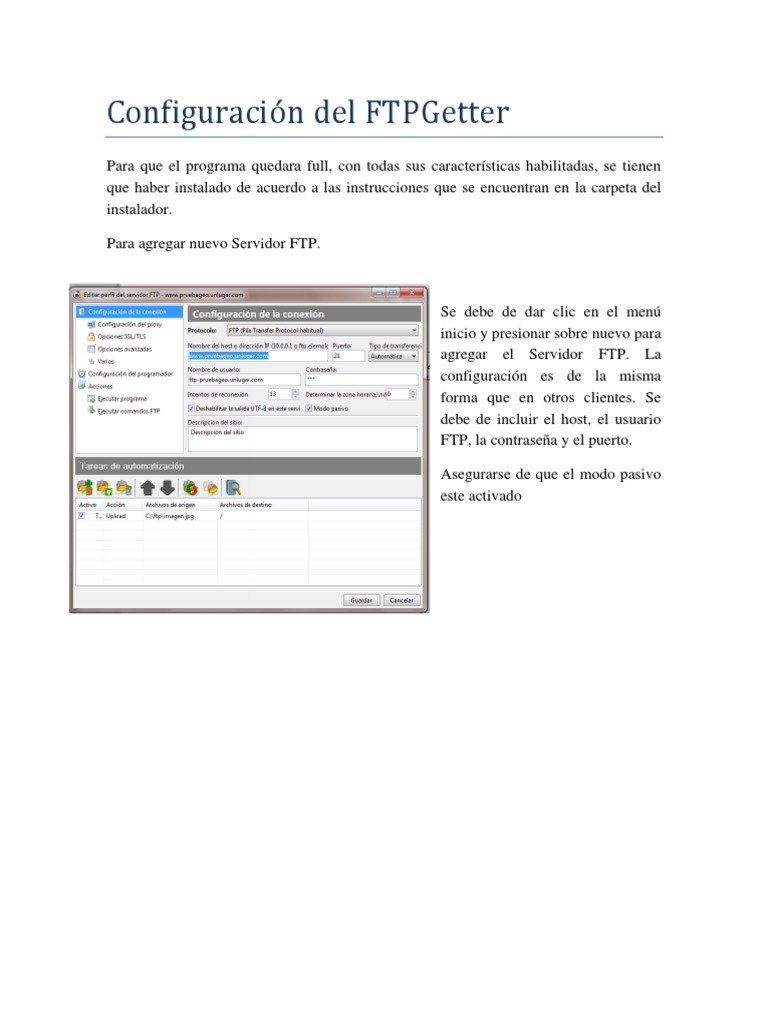 Guía de Configuración FTPGetter | PDF | Protocolo de transferencia de ...